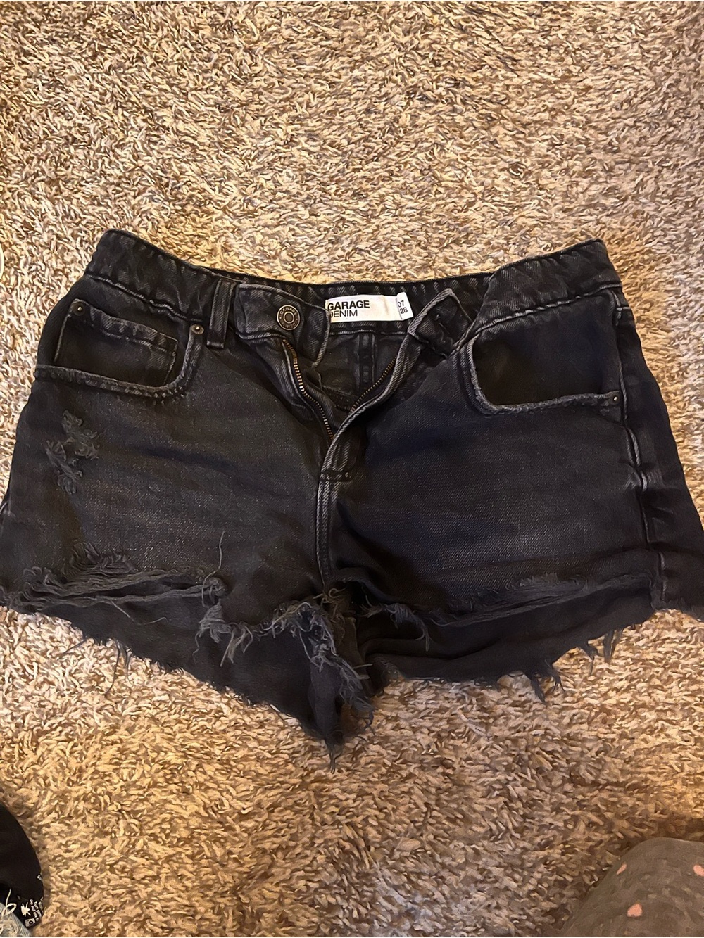 Garage Black Distressed Denim Cutoff Shorts